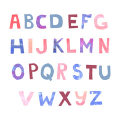 Hand painted watercolor and acrylic alphabet