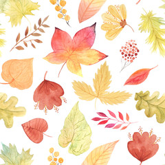Watercolor Autumn Seamless Pattern