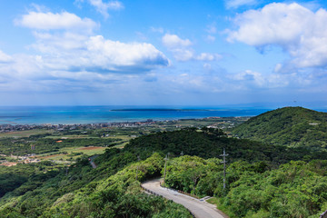 Fototapeta na wymiar View of Taketomi Island from Ishigakijima Banna Park Observatory