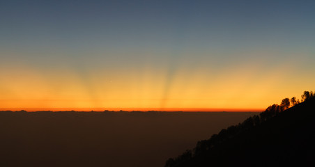 Amazing Sunrise on on the mountain  Ijen  Java ,Indonesia.
