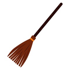 Witch Broom. Illustration of isolated cartoon on white background. Cleaning and moving equipment vector. Broom stick