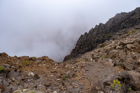 Peering Down into the Caldera of Haleakala Volcano