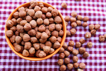fresh hazelnuts in a bowl