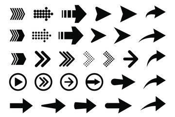 Set of new style black vector arrows isolated on white. Arrow vector icon. Arrows vector illustration collection
