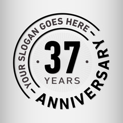 37 years anniversary logo template. Thirty-seven years celebrating logotype. Vector and illustration.