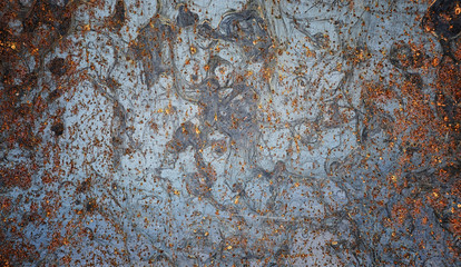 The texture is metallic. Industrial background from an old rusty metal. Textured metal background with rust and cracks.