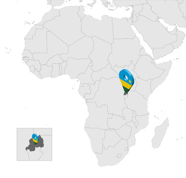 recommend clip art: Location Map of  Rwanda on map Africa. 3d Republic of Rwanda flag map marker location pin. High quality map of  Rwanda. Vector illustration EPS10.