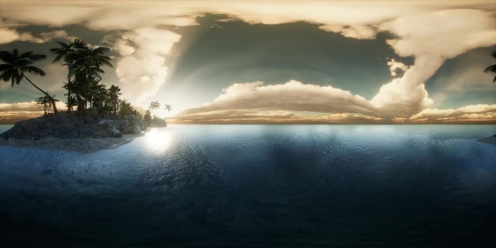 VR 360 Soft twilight of the amazing tropical marine beach