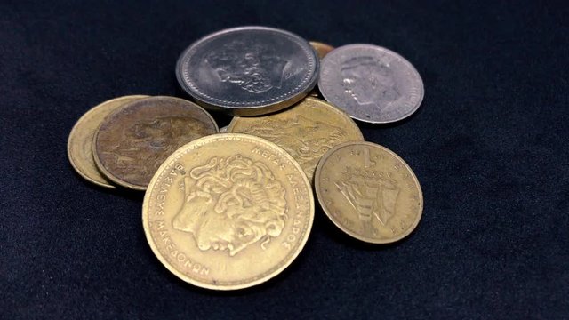 Ancient Greek Drachma Coins on Black