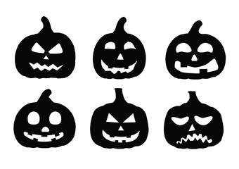 Vector of Silhouette Pumpkin on White Background for Halloween Concept