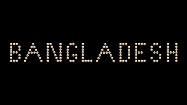 Bangladesh Country name Text sign title Loop animation bulbs LED pixels, light flashing, blinking lights banner. Light Text. Digital Display. (Capitals names of countries are in my portfolio)