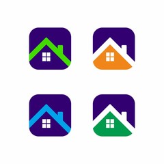 Real estate commercial and residential building logo design template vector illustration