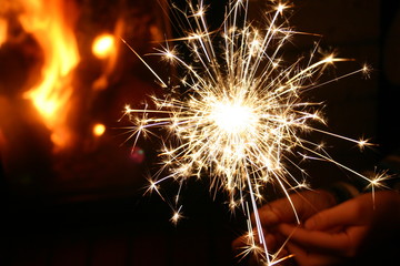 sparkler on black background