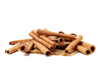 Cinnamon on a white background