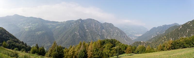 Fototapeta na wymiar panorama of Valle Seriana from Santuario Madonna D'Erbia