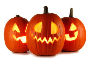 Halloween Pumpkins on white