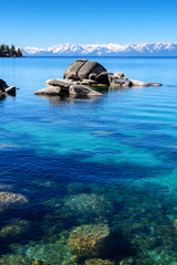 Fototapeta premium Lake Tahoe in Early Summer with deep turquoise water color, California, USA