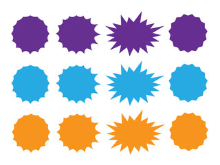 Starburst explosion comic shapes. Speech boom bubble © 3dwithlove