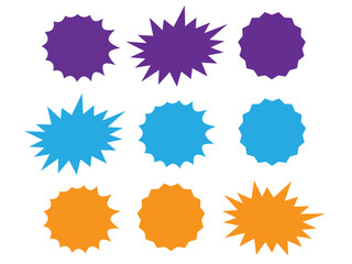 Starburst speech bubbles set. Bursting icon. Starburst isolated icons set