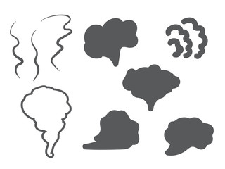 Fototapeta na wymiar White cigarette smoke waves. Steam, cloud and smoke icons