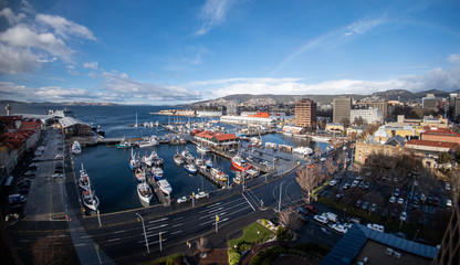 Obraz premium Aerial view of Hobart Marina
