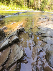 Small creek in the Carpathian mountains inthe autumn season