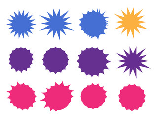 Vector Starburst set. Starburst explosion comic shapes. Speech boom bubble