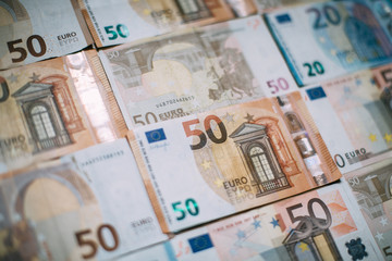 Euro money. Banknotes background for design. 