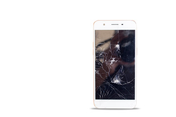 broken screen and crack of smartphone
