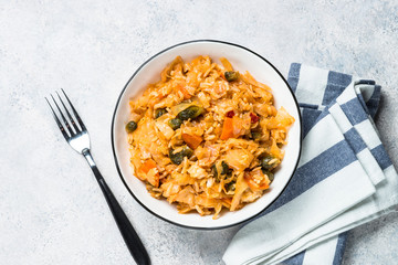 Cabbage stew with rice and vegetables.