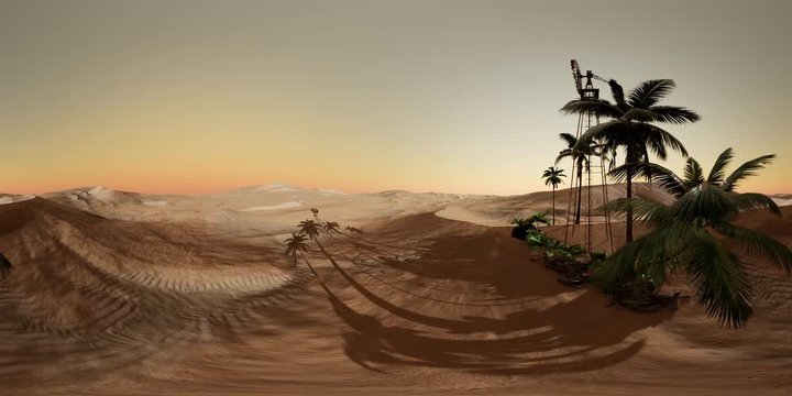vr 360 camera moving above desert. ready for use in vr360 virtual reality