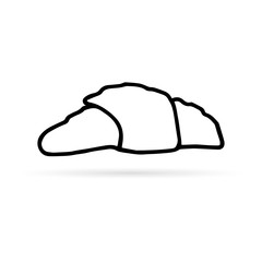 line art croissant icon, doodle hand drawing food, vector illustration