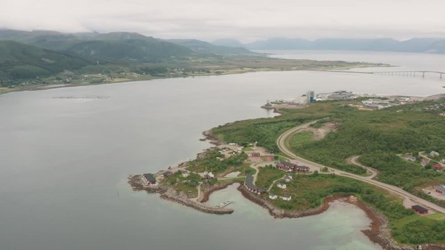 Stokmarknes aerial view. Norway. Lofoten islands