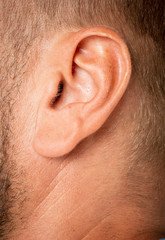 Naklejka premium macro close-up shot of human ear