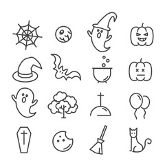 Simple set of Halloween icon such as cute ghost and bat isolated. Modern outline on white background