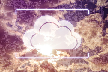 cloud data information storage concept, new technology against sky
