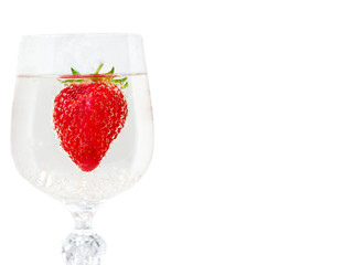 strawberry in glass ready to drink