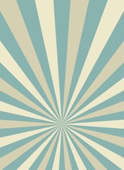 Sunlight retro narrow vertical background. Pale blue and beige color burst background.