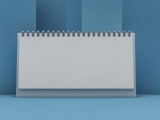 Empty horizontal desk calendar. Mockup design concept. 3D