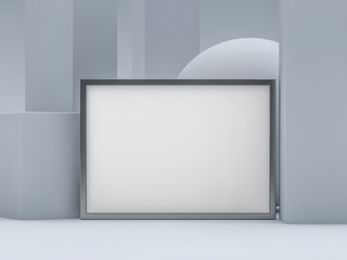 Obraz premium White blank photo horizontal frame mockup over background. 3D