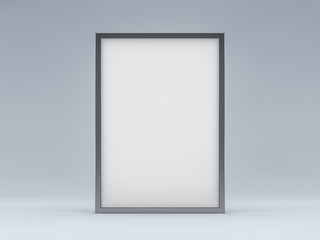 White blank photo vertical frame mockup over background. 3D