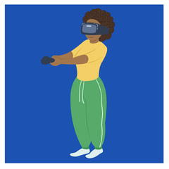 girl playing virtual reality glasses