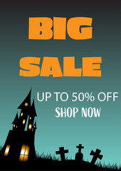Halloween Sale special offer banner for holiday shopping, Promotion template design. Vector illustration.