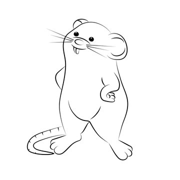  Rat. Symbol of 2020. Outline image of a rat on a white background. Element for design. Vector illustration.