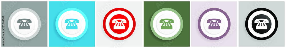 Poster Phone icon set, colorful flat design vector illustrations in 6 options for web design and mobile applications