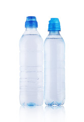 two plastic bottles with mineral water
