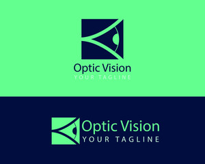 Initial K letter Alphabet Optical Vision Logo Design Template
