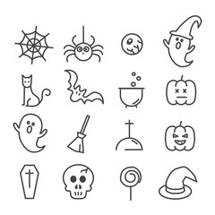 Simple set of Halloween icon such as cute ghost and bat isolated. Modern outline on white background