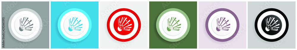 Leinwandbilder bomb icon set, colorful flat design vector illustrations in 6 options for web design and mobile appl