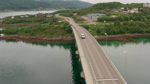 Stokmarknes aerial view. Norway. Lofoten islands